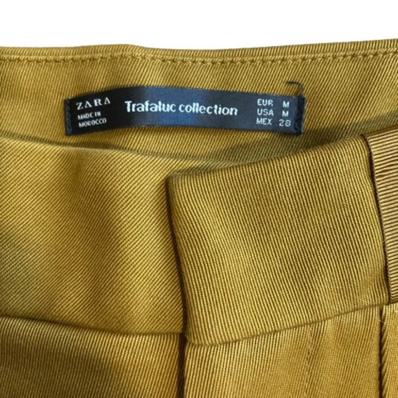 Zara SALE! High Waisted Wide Cropped Pants Mustard Color Red Stripes, sz. Medium - Picture 6 of 14